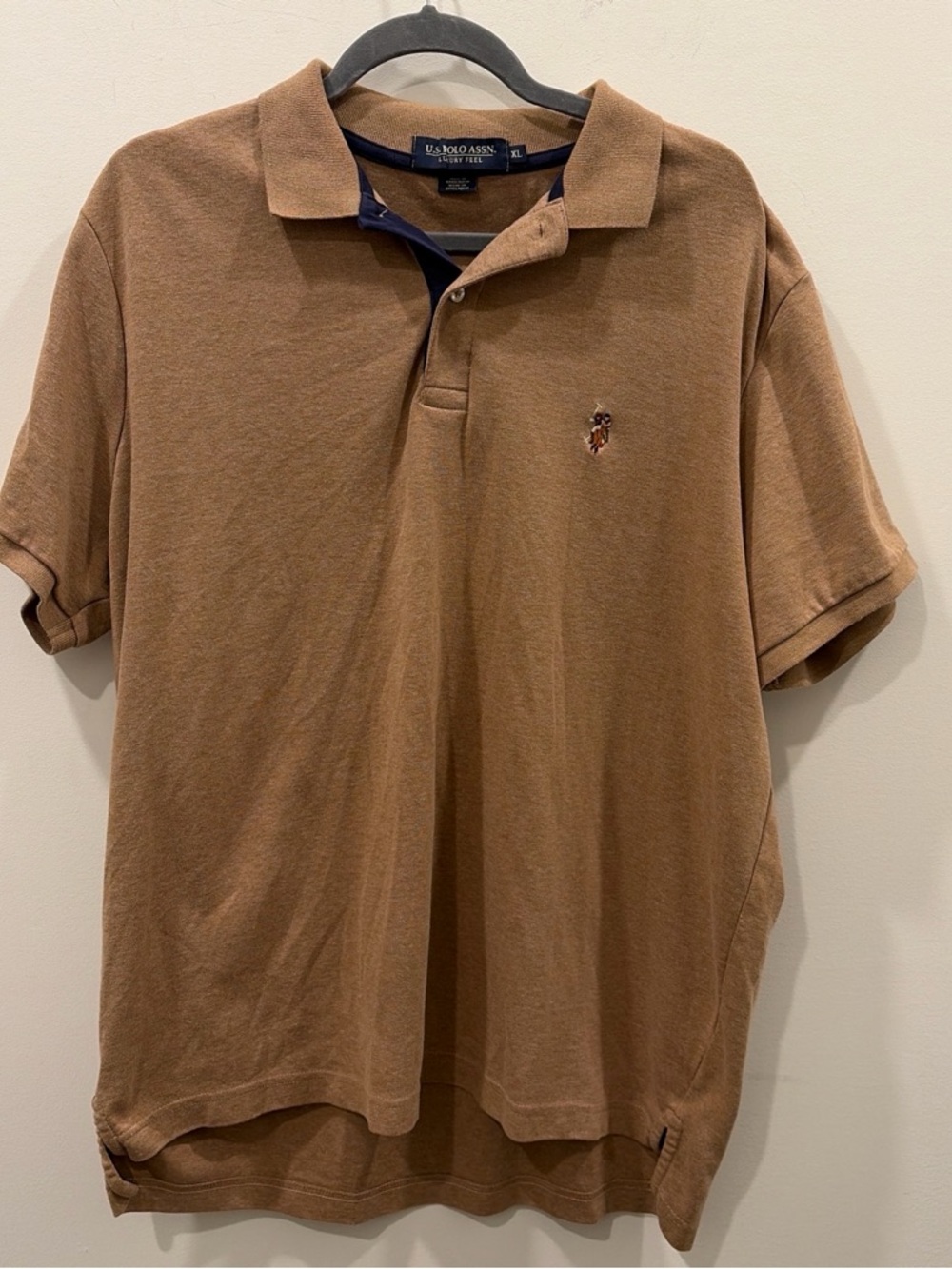 U.S. Polo Assn. Men's Tan/Brown Polo Shirt with Embroidered Logo